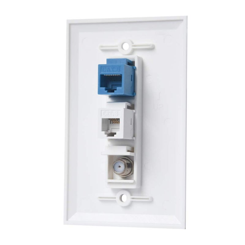 BUPLDET Coax Ethernet Phone Wall Plate - 1 Port Cat6 RJ45 + 1 Phone Jack Cat3 RJ11/RJ12 + 1 Port Coax Cable TV- F-Type - Image 2